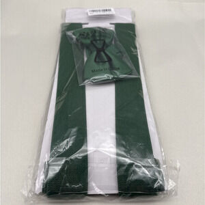 Alizeal Men's 1.37 inch Suspender and Pre-tied Bow Tie Set Dark Green New